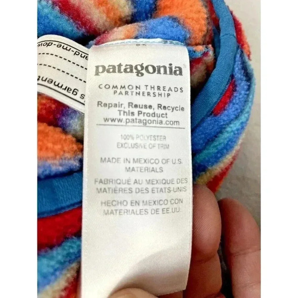 Patagonia Lightweight Synchilla Snap-T Pullover Fleece Blue Red Youth Size M - Picture 12 of 12